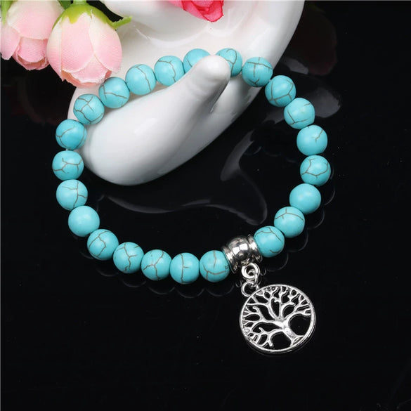 Stone Life Tree Pendant Handmade Unisex Bracelet With Animals And Zodiac Pattern