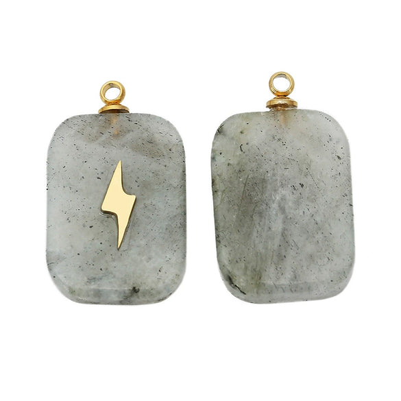 Stone Square Oval Pendant Necklace With Cross Pattern And Electroplating Treatment