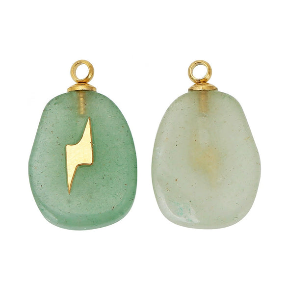 Stone Square Oval Pendant Necklace With Cross Pattern And Electroplating Treatment