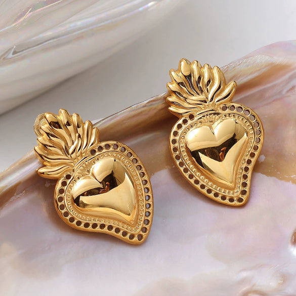 Strawberry And Peach Heart Fruit Shape Earrings Jewelry Accessories 316L Stainless Steel Electroplated For Women