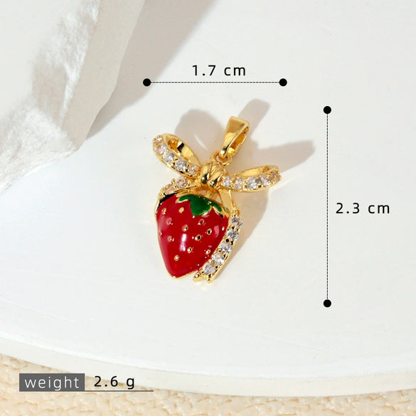 Strawberry Fruit Pendant Necklace Titanium Steel Electroplating Sweet Style