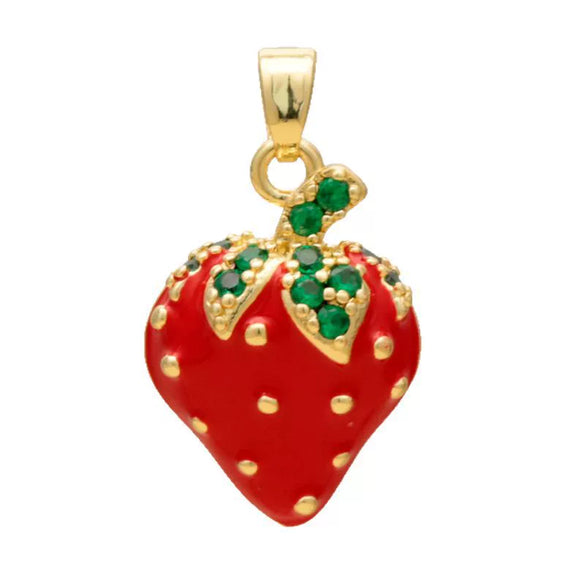 Strawberry Fruit Pendant Necklace Titanium Steel Electroplating Sweet Style