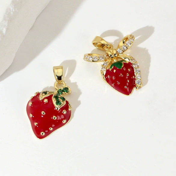 Strawberry Fruit Pendant Necklace Titanium Steel Electroplating Sweet Style
