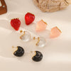 Strawberry Resin Stainless Steel Women's Geometric Earrings 18K Gold Plated Electroplated