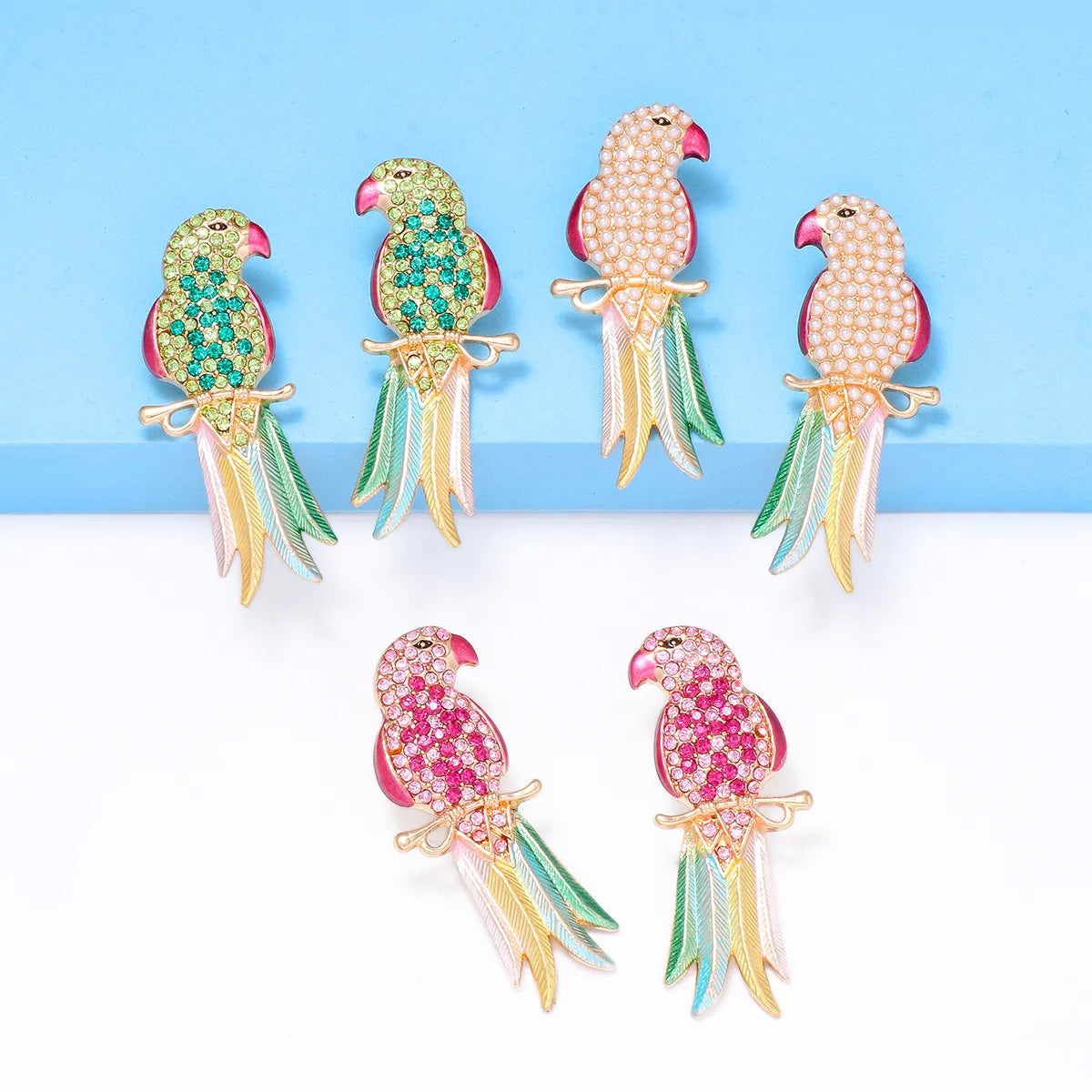 Streetwear Animal Bird Alloy Inlay Rhinestones Pearl Women's Ear Studs