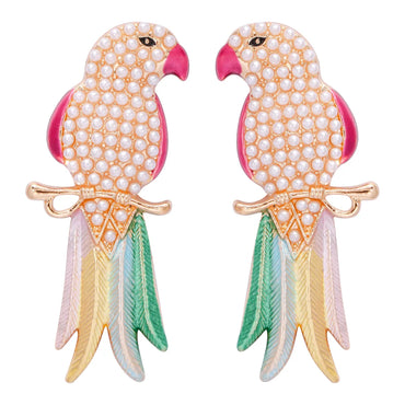 Streetwear Animal Bird Alloy Inlay Rhinestones Pearl Women's Ear Studs