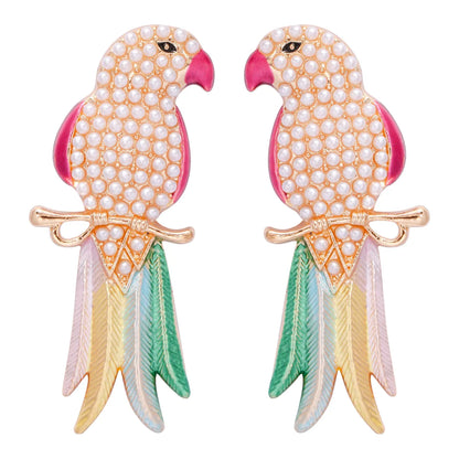 Streetwear Animal Bird Alloy Inlay Rhinestones Pearl Women's Ear Studs