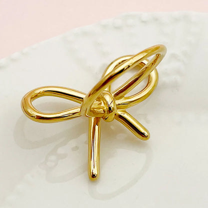 Streetwear Bow Knot Stainless Steel Plating Gold Plated Rings