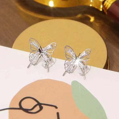 Streetwear Butterfly Alloy Hollow Out Inlay Zircon Women's Ear Studs