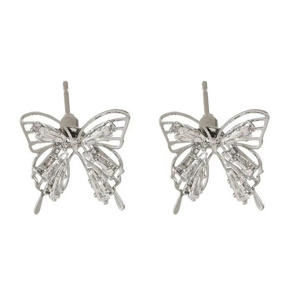 Streetwear Butterfly Alloy Hollow Out Inlay Zircon Women's Ear Studs