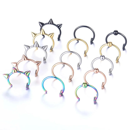 Streetwear C Shape Stainless Steel Lip Stud In Bulk