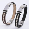 Streetwear Color Block 201 Stainless Steel Pu Leather Unisex Wristband Men Cord & Leather Bracelets