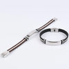 Streetwear Color Block 201 Stainless Steel Pu Leather Unisex Wristband Men Cord & Leather Bracelets