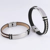 Streetwear Color Block 201 Stainless Steel Pu Leather Unisex Wristband Men Cord & Leather Bracelets