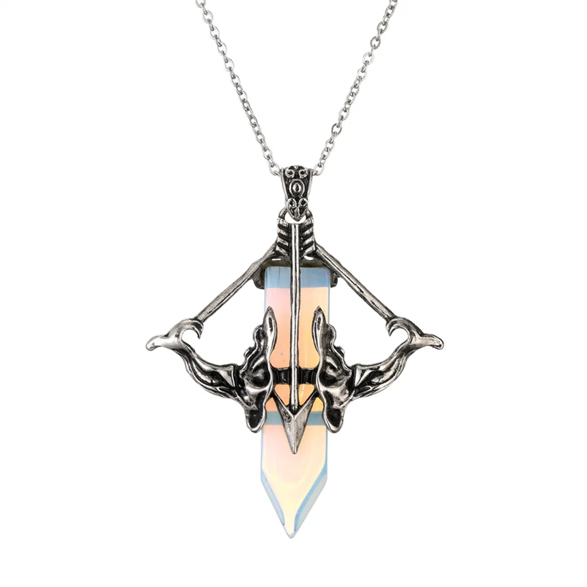 Streetwear Colorful Stainless Steel Natural Stone Plating Pendant Necklace