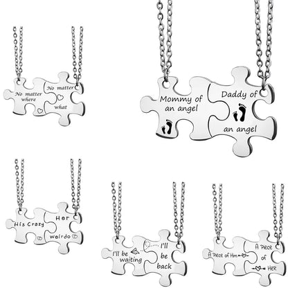 Streetwear Commute Letter Stainless Steel Carving Couple Pendant Necklace