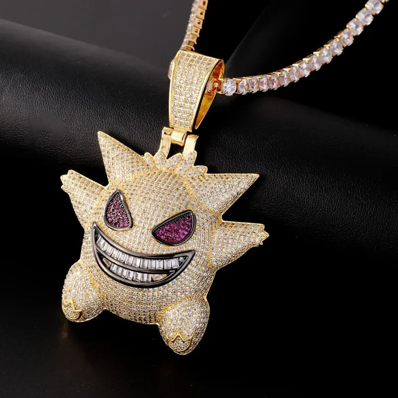 Wholesale Jewelry Streetwear Cool Style Cartoon 304 Stainless Steel Zircon K Gold Plated Rhodium Plated Plating Inlay Pendant Necklace