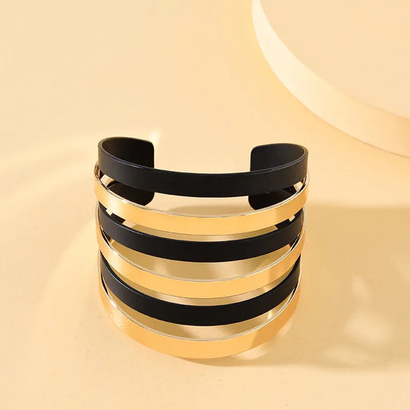 Streetwear Cool Style Geometric Customization Laser Engraving Alloy Bangles Wholesale