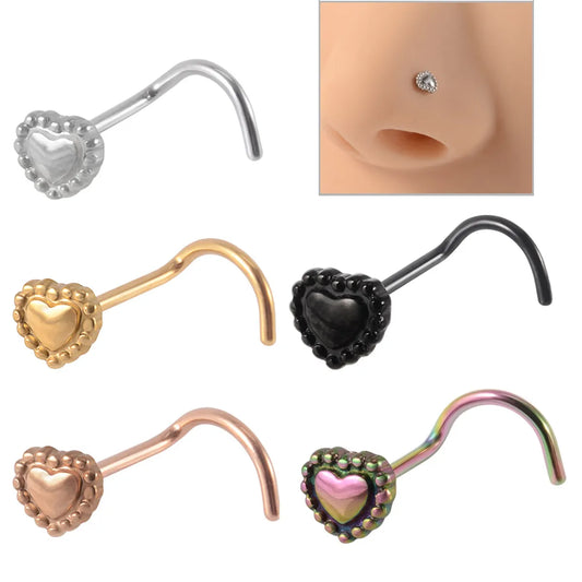 Streetwear Cool Style Heart Shape Stainless Steel Nose Studs