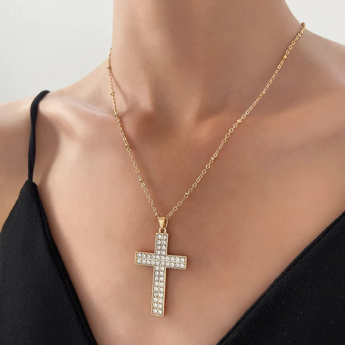 Streetwear Cross Alloy Plating Inlay Zircon Women's Pendant Necklace