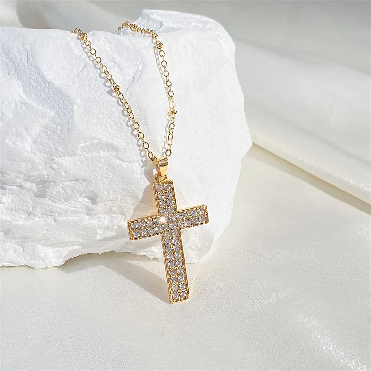 Streetwear Cross Alloy Plating Inlay Zircon Women's Pendant Necklace