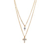 Streetwear Cross Copper Inlay Zircon Double Layer Necklaces