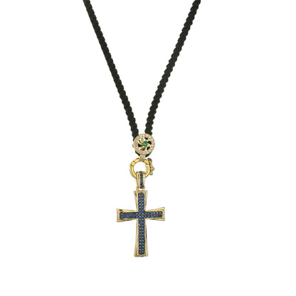 Streetwear Cross Copper Plating Inlay Zircon Gold Plated Pendant Necklace