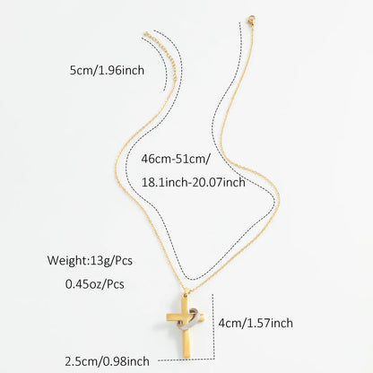 Streetwear Cross Stainless Steel Plating 18k Gold Plated Pendant Necklace