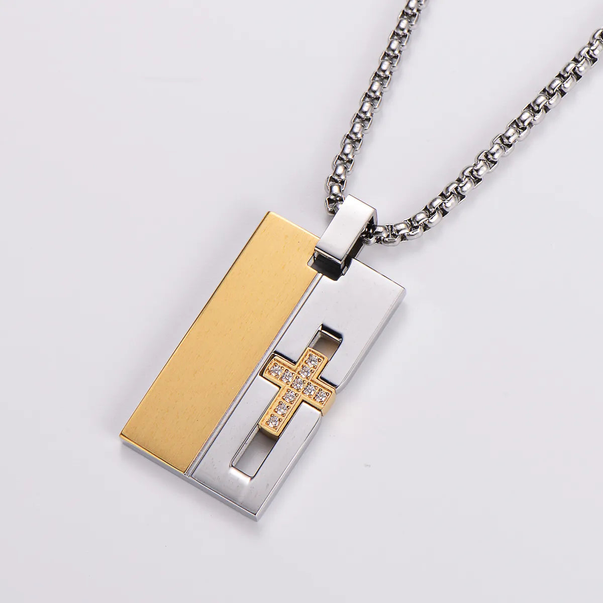 304 Stainless Steel 18K Gold Plated Streetwear Plating Inlay Cross