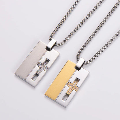 304 Stainless Steel 18K Gold Plated Streetwear Plating Inlay Cross