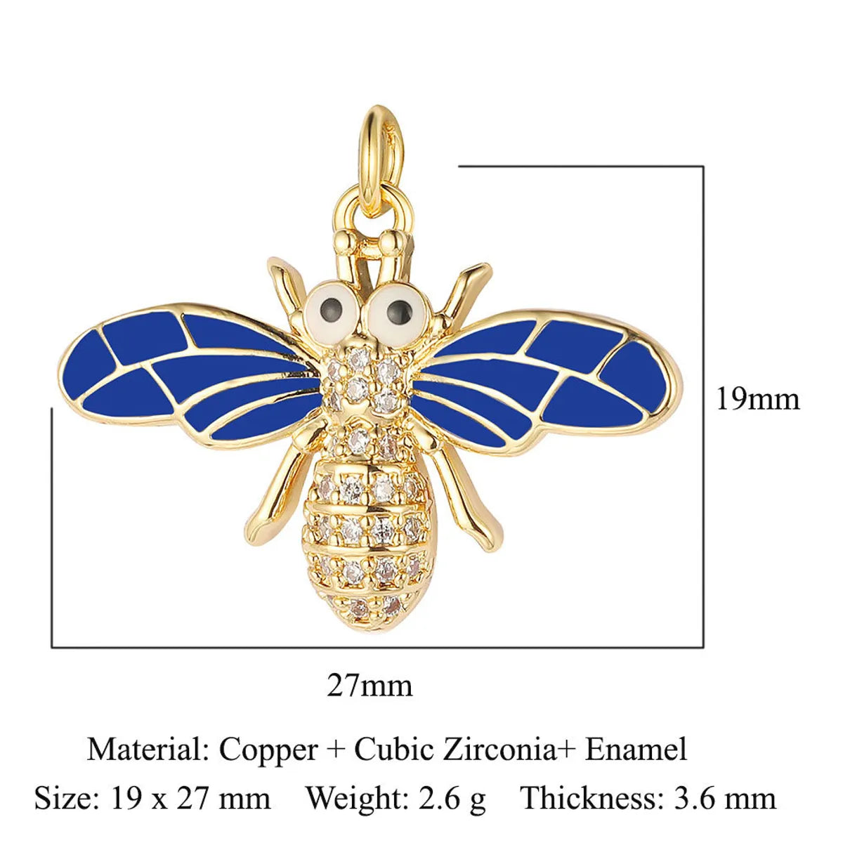 1 Piece Copper Zircon 18K Gold Plated Devil'S Eye Dragonfly