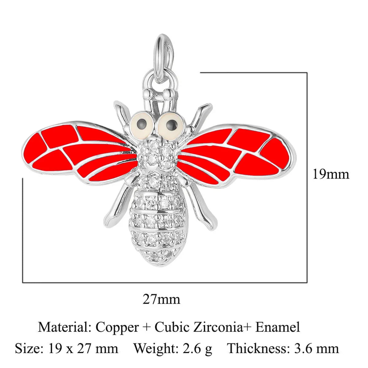 1 Piece Copper Zircon 18K Gold Plated Devil'S Eye Dragonfly