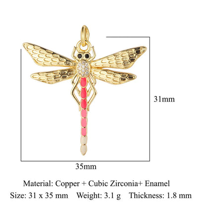 1 Piece Copper Zircon 18K Gold Plated Devil'S Eye Dragonfly