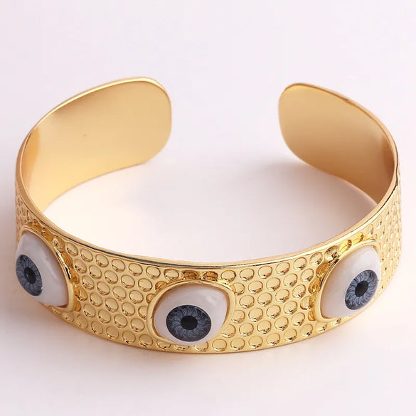 Streetwear Devil'S Eye Plastic Copper Plating Cuff Bracelets