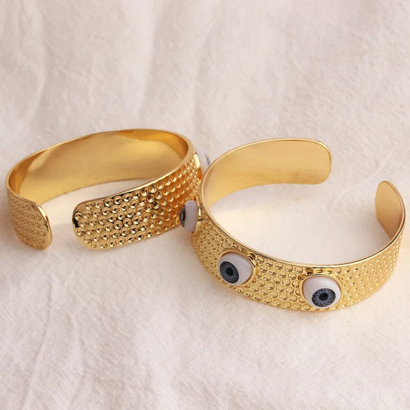 Streetwear Devil'S Eye Plastic Copper Plating Cuff Bracelets