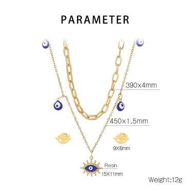 Streetwear Eye Titanium Steel Stoving Varnish Layered Necklaces