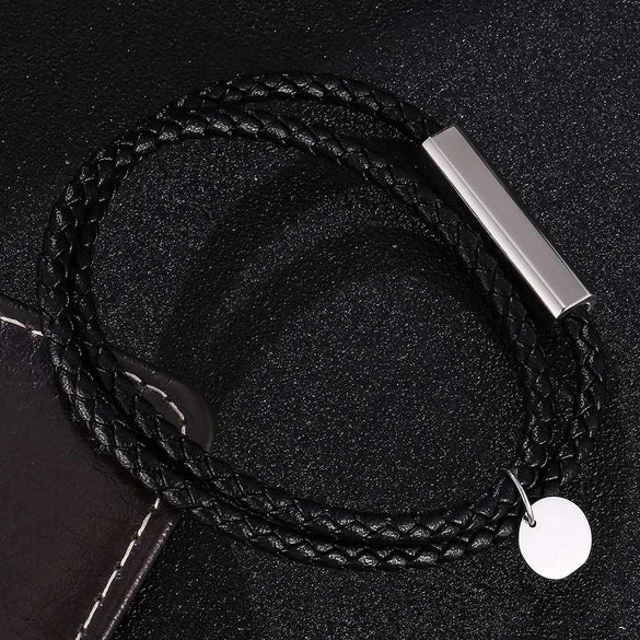 Streetwear Geometric 304 Stainless Steel Microfiber Leather Plating Unisex Bracelets Men Cord & Leather Bracelets