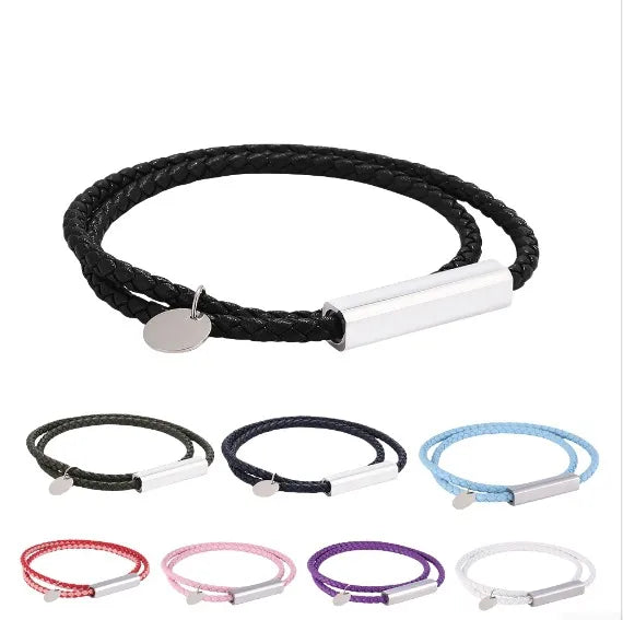 Streetwear Geometric 304 Stainless Steel Microfiber Leather Plating Unisex Bracelets Men Cord & Leather Bracelets
