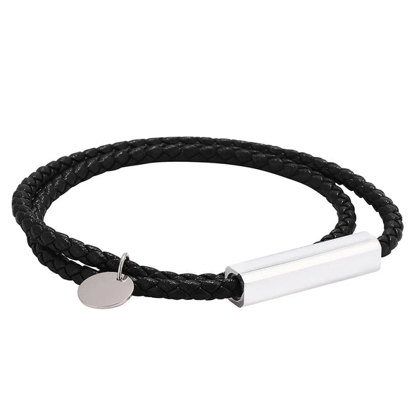 Streetwear Geometric 304 Stainless Steel Microfiber Leather Plating Unisex Bracelets Men Cord & Leather Bracelets