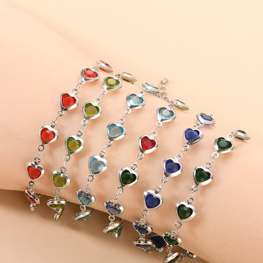 Streetwear Geometric Heart Shape 304 Stainless Steel Bracelets In Bulk