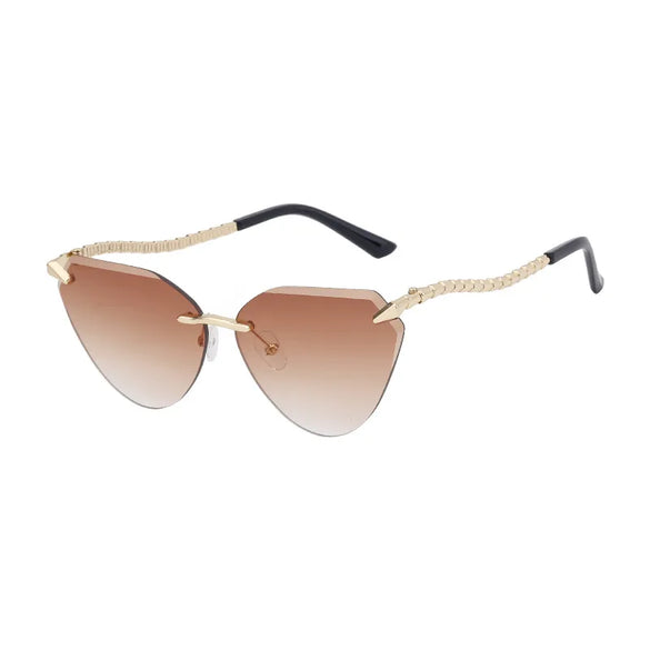 Streetwear Geometric Pc Cat Eye Frameless Women'S Sunglasses