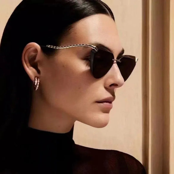 Streetwear Geometric Pc Cat Eye Frameless Women'S Sunglasses