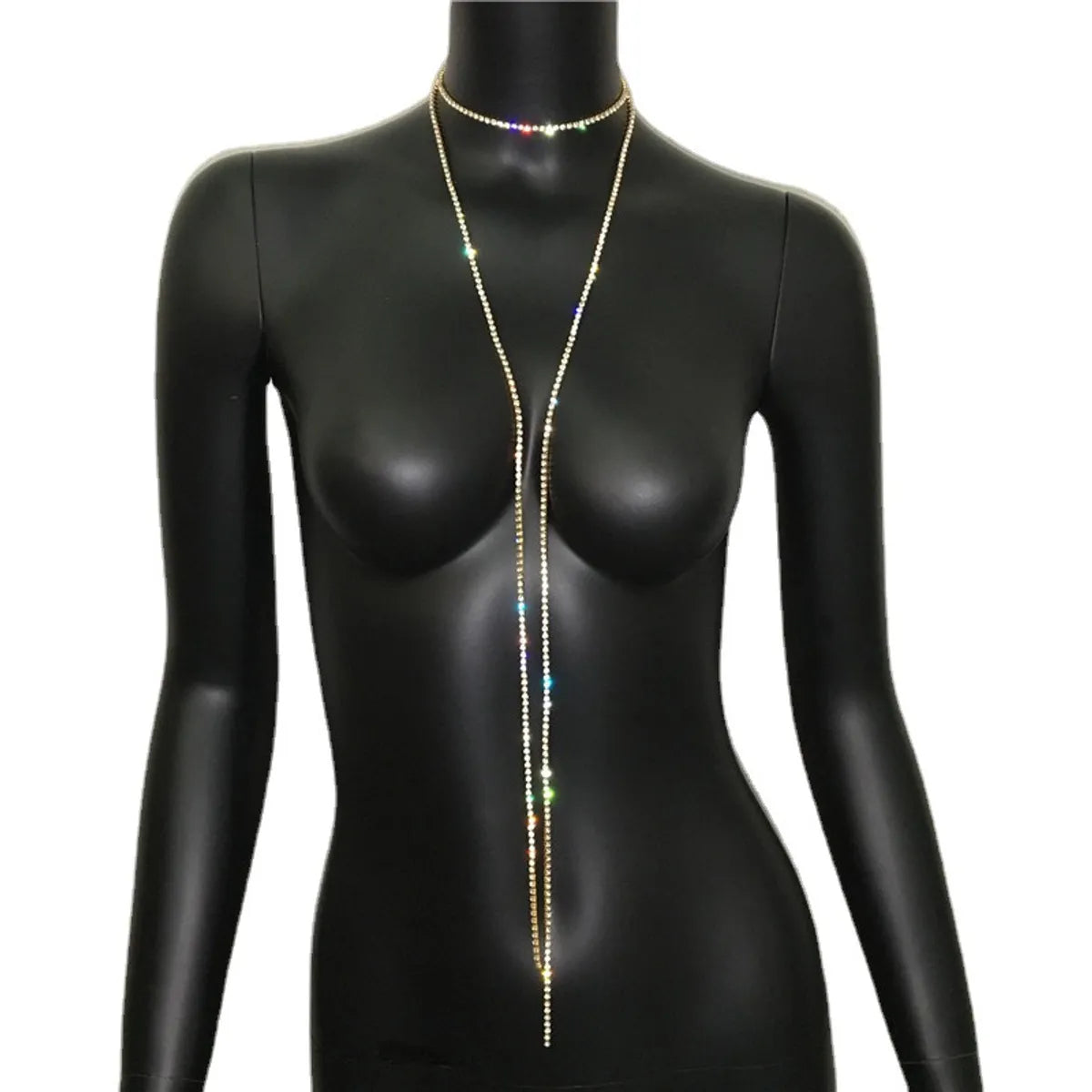 Streetwear Geometric Rhinestone Diamond Women'S Long Necklace