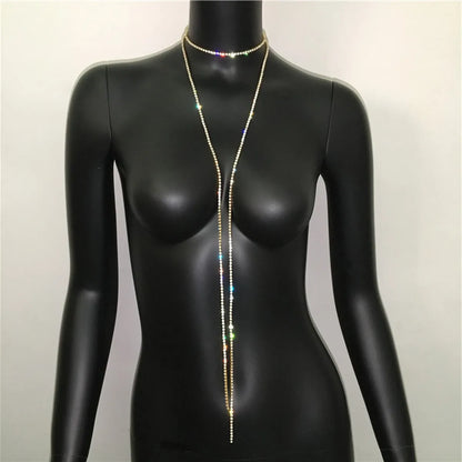 Streetwear Geometric Rhinestone Diamond Women'S Long Necklace