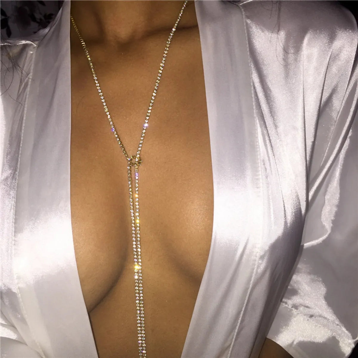 Streetwear Geometric Rhinestone Diamond Women'S Long Necklace