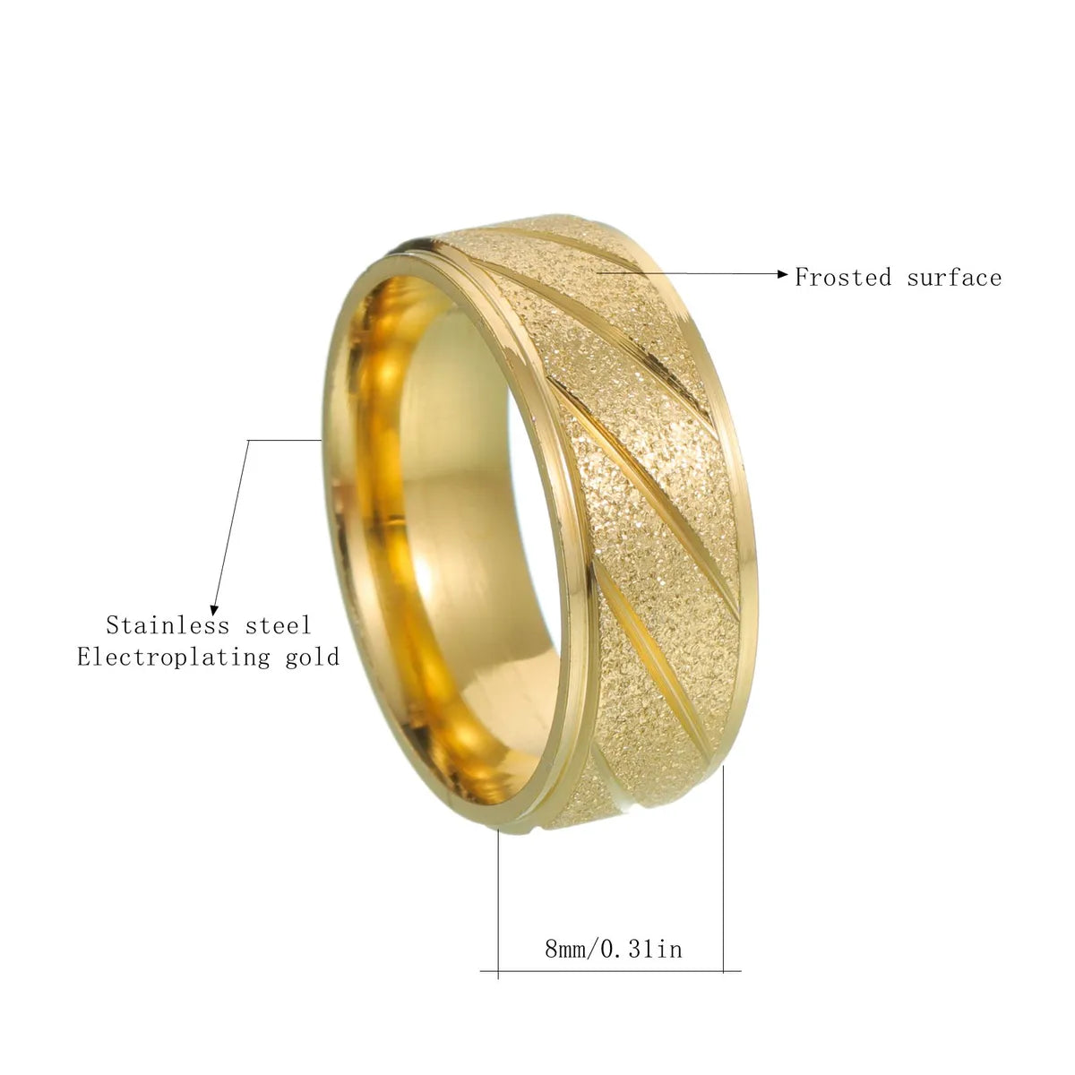 Streetwear Geometric Solid Color 201 Stainless Steel Plating Gold Plated Unisex Rings