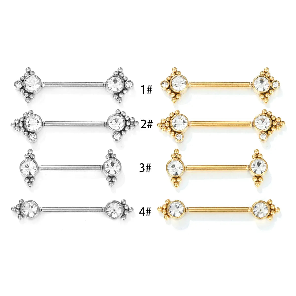 Streetwear Geometric Stainless Steel Inlay Zircon Ear Studs