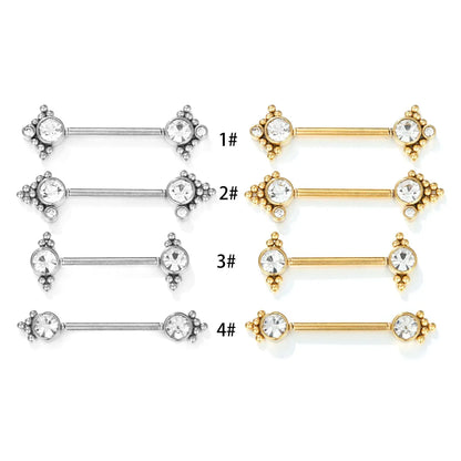 Streetwear Geometric Stainless Steel Inlay Zircon Ear Studs