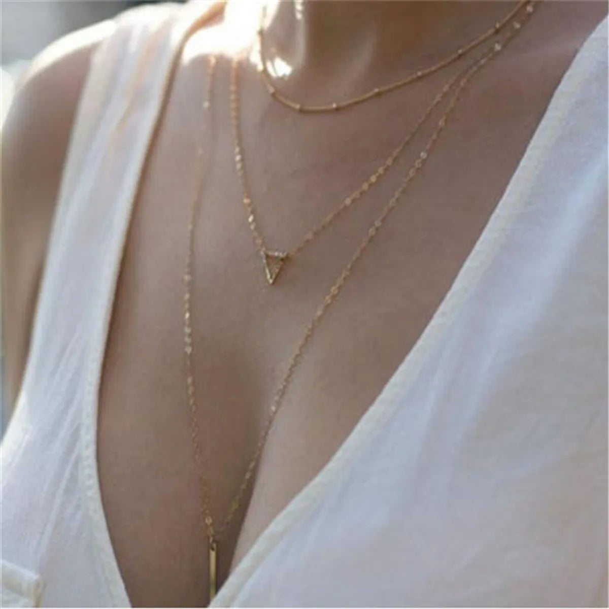 Streetwear Geometric Stainless Steel Layered Necklaces