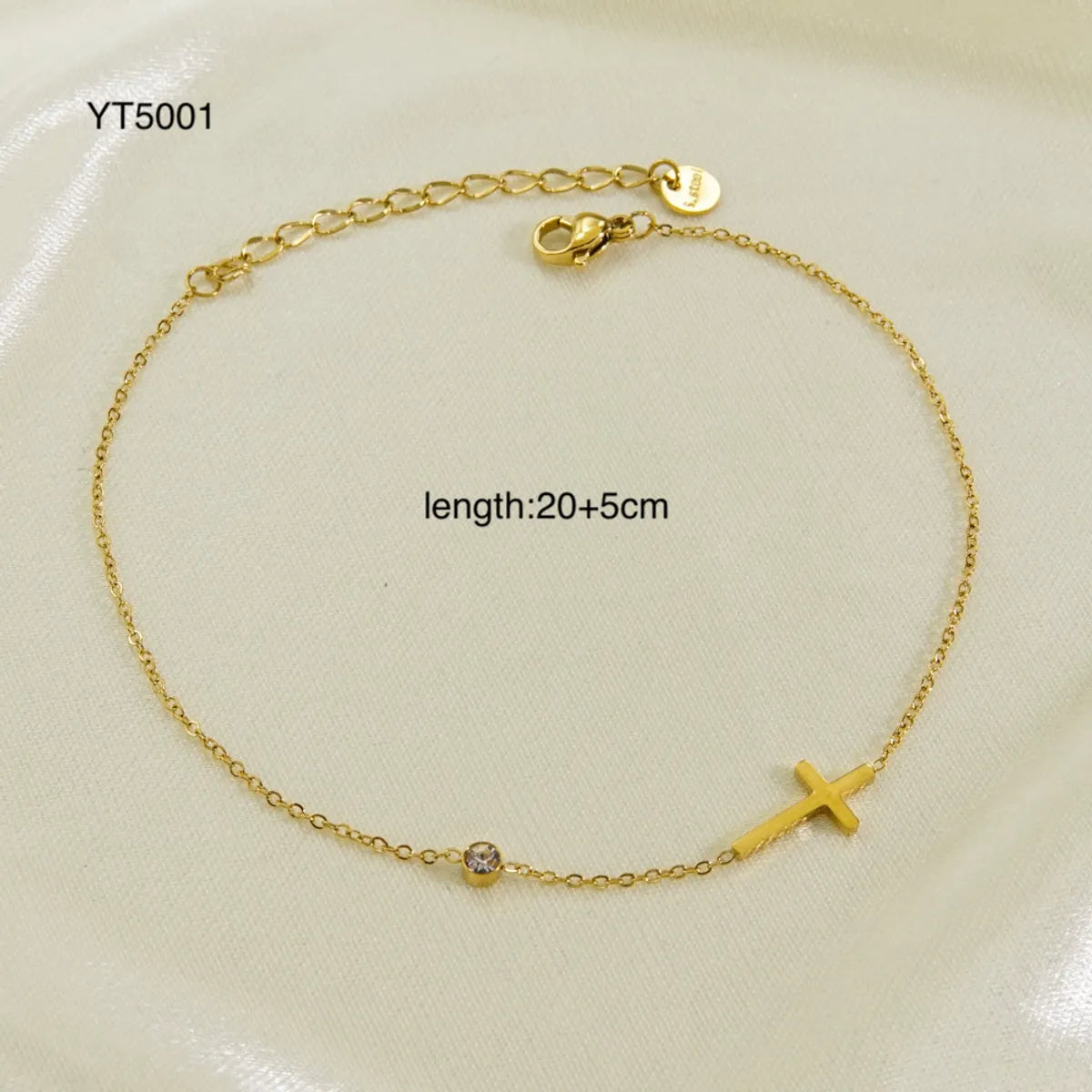 Streetwear Geometric 304 Stainless Steel Natural Stone Plating Inlay Zircon 14K Gold Plated Women'S Anklet